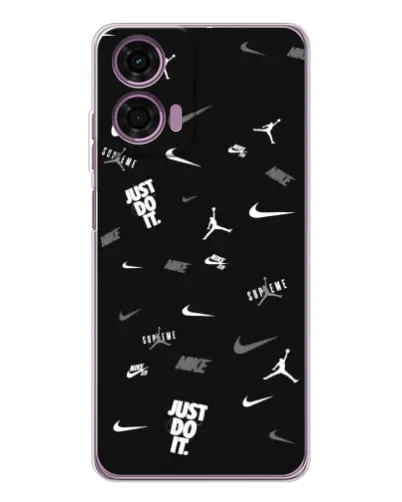 Чехол для Motorola Moto E14 с картинкой «Nike Black Pattern» Чехол для Motorola Moto E14 с картинкой «Nike Black Pattern»