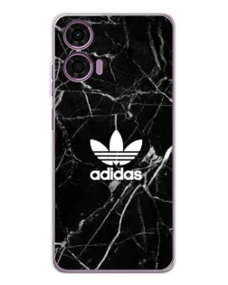 Чехол для Motorola Moto E14 с картинкой «Белый мрамор Adidas»