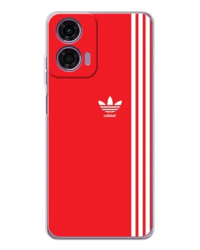Чехол для Motorola Moto E14 с картинкой «Красный минимализм Adidas»