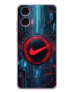Чехол для Motorola Moto E14 с картинкой «Техногенный стиль Nike»
