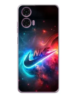Чехол для Motorola Moto E14 с картинкой «Огненный логотип Nike»