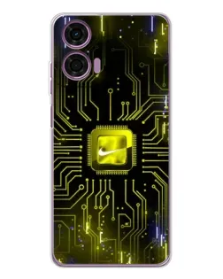 Чехол для Motorola Moto E14 с картинкой «Nike — золотая искра»