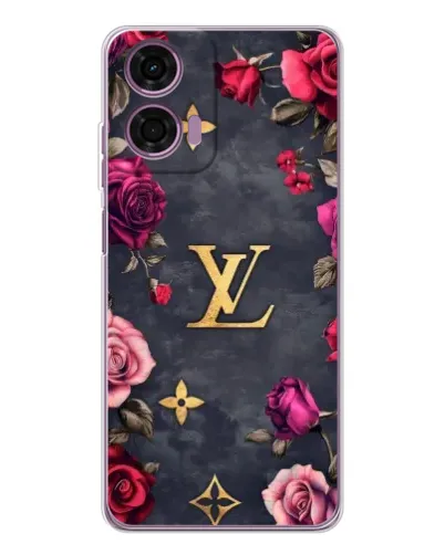 Чехол для Motorola Moto E14 с картинкой «Цветочный Louis Vuitton»