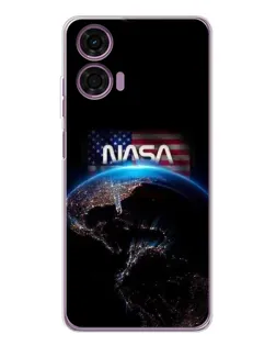 Чехол для Motorola Moto E14 с картинкой «Земля из космоса NASA»