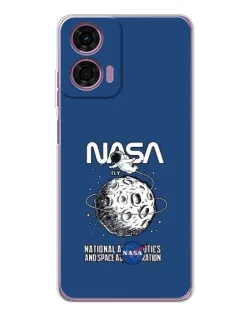 Чехол для Motorola Moto E14 с картинкой «NASA — лунная миссия»