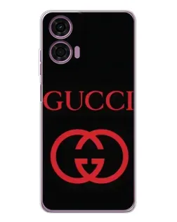 Чехол для Motorola Moto E14 с картинкой «Gucci — красный логотип»
