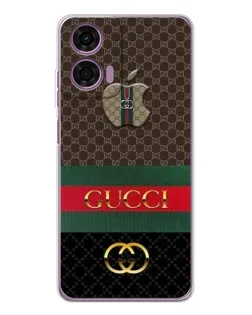 Чехол для Motorola Moto E14 с картинкой «Gucci — брендированный десерт»
