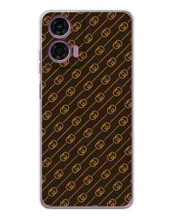 Чехол для Motorola Moto E14 с картинкой «Gucci — золотые диагонали»