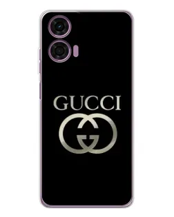 Чехол для Motorola Moto E14 с картинкой «Gucci — золото на черном»