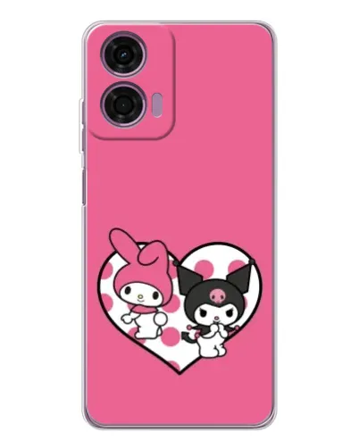 Чехол для Motorola Moto E14 с картинкой «Kuromi и My Melody»