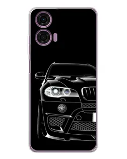 Чехол для Motorola Moto E14 с картинкой «Темный силуэт BMW»