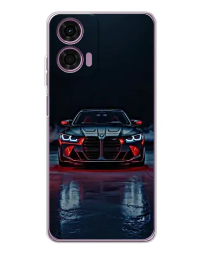 Чехол для Motorola Moto E14 с картинкой «BMW на мокрой дороге»