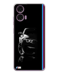 Чехол для Motorola Moto E14 с картинкой «Силуэт BMW в темноте»