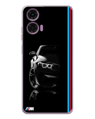 Чехол для Motorola Moto E14 с картинкой «Силуэт BMW в темноте»