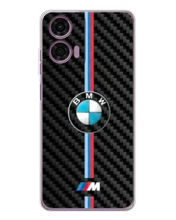 Чехол для Motorola Moto E14 с картинкой «Эмблема BMW и карбон»