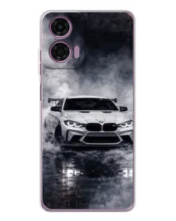 Чехол для Motorola Moto E14 с картинкой «BMW сквозь туман»