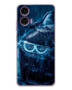Чехол для Motorola Moto E14 с картинкой «BMW под дождем»