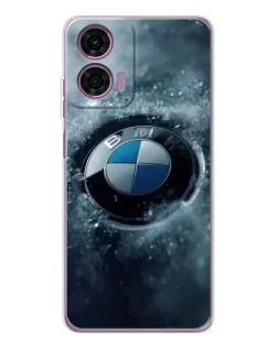 Чехол для Motorola Moto E14 с картинкой «Логотип BMW — лед»