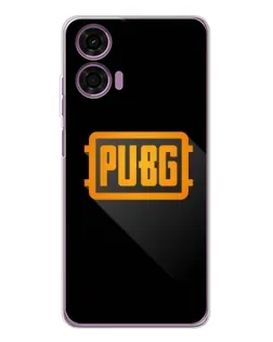 Чехол для Motorola Moto E14 с картинкой «PUBG — рамка лого»