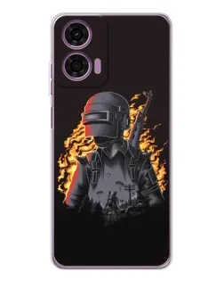 Чехол для Motorola Moto E14 с картинкой «PUBG — огненный силуэт»