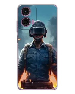 Чехол для Motorola Moto E14 с картинкой «PUBG — реалистичный герой»