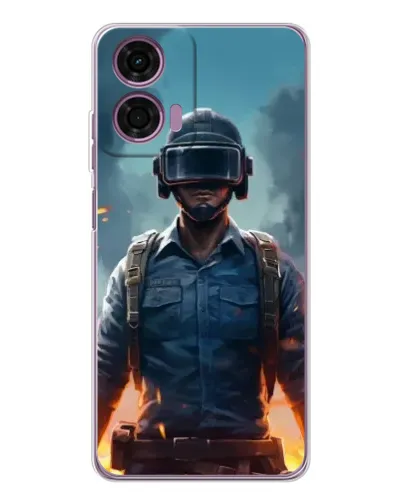 Чехол для Motorola Moto E14 с картинкой «PUBG — реалистичный герой»