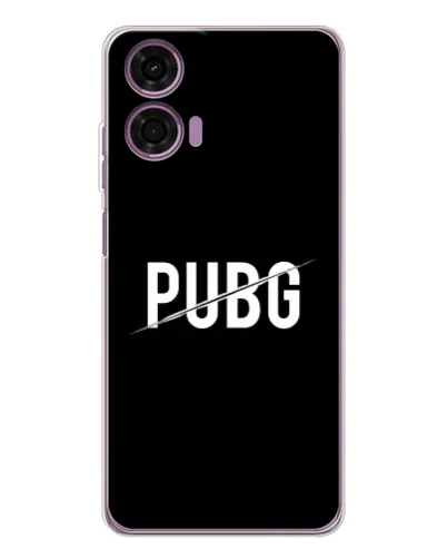 Чехол для Motorola Moto E14 с картинкой «PUBG — белый логотип»
