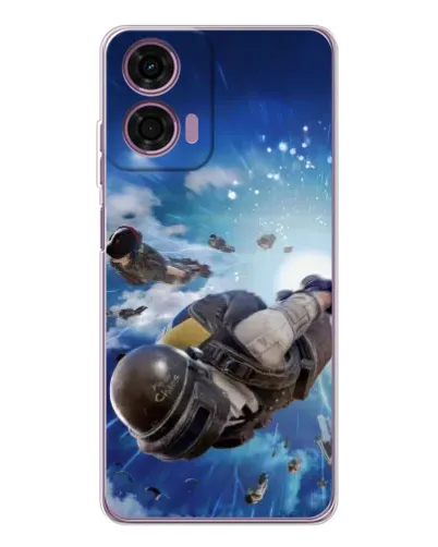 Чехол для Motorola Moto E14 с картинкой «Десант PUBG — прыжок»