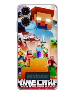 Чехол для Motorola Moto E14 с картинкой «Minecraft герои игры»