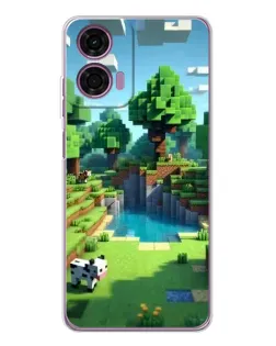 Чехол для Motorola Moto E14 с картинкой «Minecraft летний день»