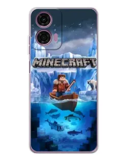 Чехол для Motorola Moto E14 с картинкой «Minecraft ледяной мир»