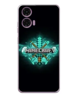 Чехол для Motorola Moto E14 с картинкой «Minecraft Diamond лого»
