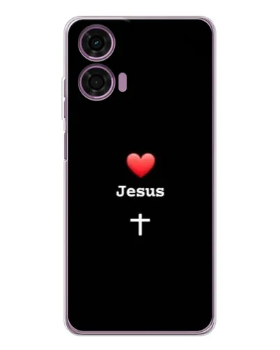 Чехол для Motorola Moto E14 с картинкой «Сердце - Jesus»