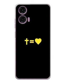 Чехол для Motorola Moto E14 с картинкой «Сердце и Крест»