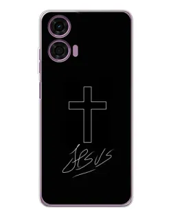 Чехол для Motorola Moto E14 с картинкой «Графический крест Jesus»