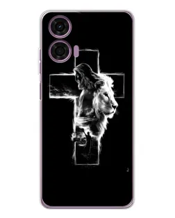 Чехол для Motorola Moto E14 с картинкой «Сияющий крест Jesus»