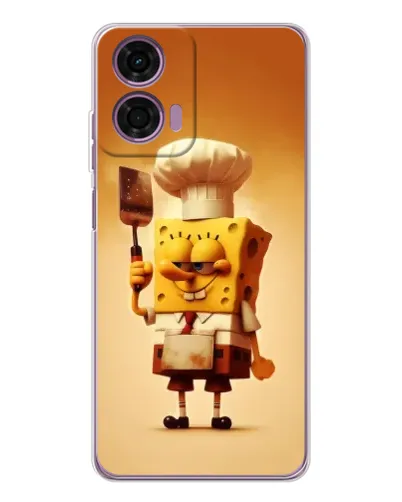 Чехол для Motorola Moto E14 с картинкой «Губка Боб повар»