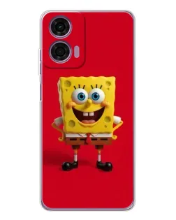 Чехол для Motorola Moto E14 с картинкой «Спанч Боб на красном»