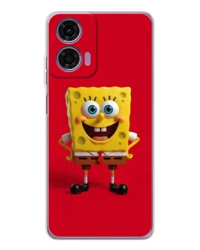 Чехол для Motorola Moto E14 с картинкой «Спанч Боб на красном»