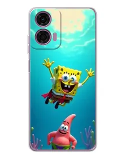 Чехол для Motorola Moto E14 с картинкой «Спанч Боб под водой»