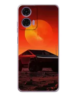 Чехол для Motorola Moto E14 с картинкой «Cybertruck на Марсе»