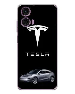 Чехол для Motorola Moto E14 с картинкой «Tesla Model Y»
