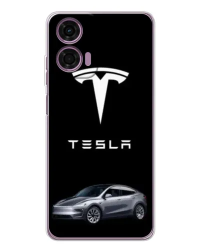 Чехол для Motorola Moto E14 с картинкой «Tesla Model Y»