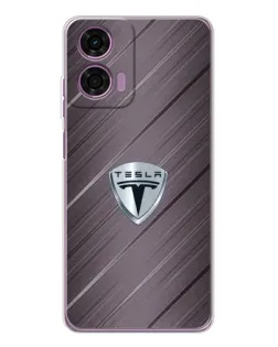 Чехол для Motorola Moto E14 с картинкой «Металлическая текстура Tesla»