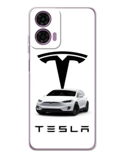 Чехол для Motorola Moto E14 с картинкой «Tesla White Style»