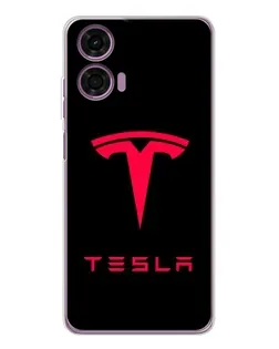 Чехол для Motorola Moto E14 с картинкой «Tesla Red Logo»