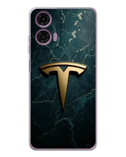 Чехол для Motorola Moto E14 с картинкой «Мраморная Tesla Gold»