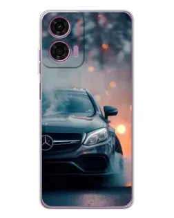 Чехол для Motorola Moto E14 с картинкой «Mercedes — ночной город»