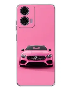 Чохол для Motorola Moto E14 з картинкою «Рожевий Mercedes AMG»