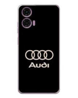 Чехол для Motorola Moto E14 с картинкой «Audi — золотой логотип»